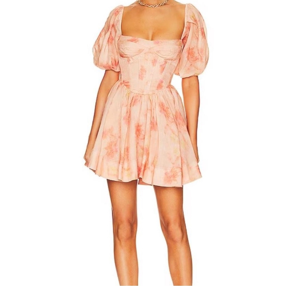 Bardot Blush Puff Sleeve Mini Dress